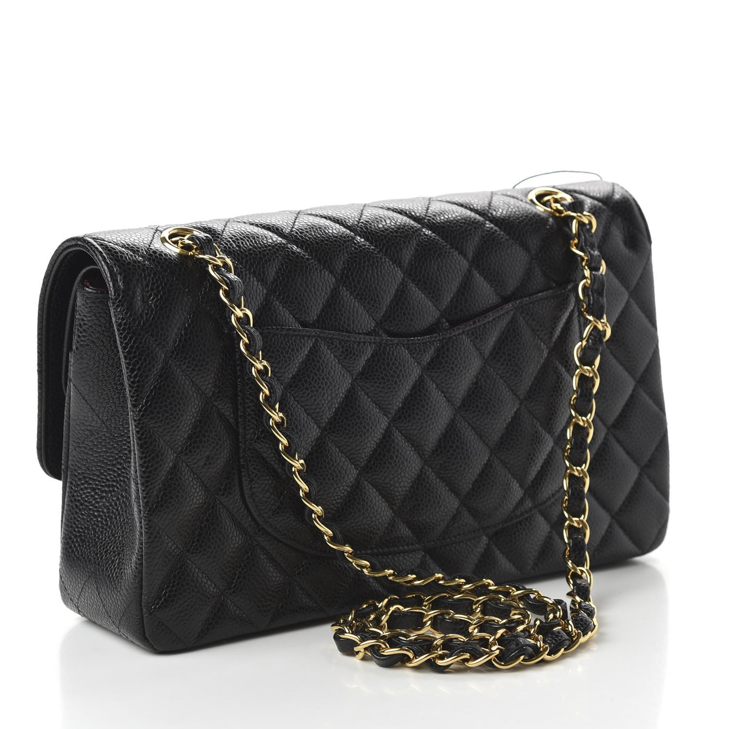 Caviar Quilted Medium Double Flap Black