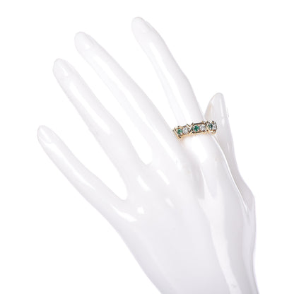 Tiffany 18K Yellow Gold Platinum Diamond Emerald Schlumberger Sixteen Stone Ring 55 7 2 of 5