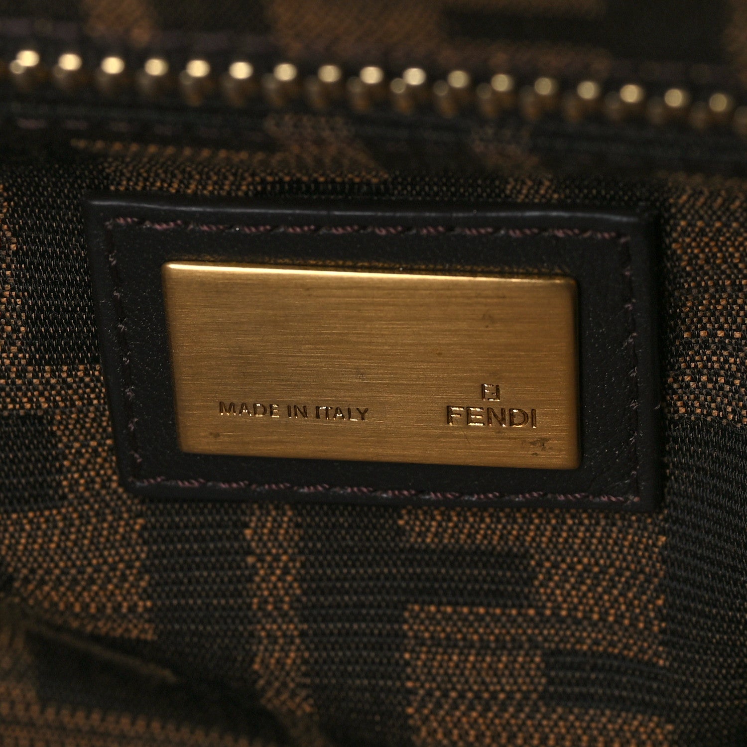 Fendi Goatskin Zucca Medium Peekaboo Iconic Satchel Cuoio Tobacco Moro 6 of 8