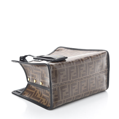 Fendi Glazed Fabric Vitello Century FF 1974 Stamp Patch Mini Peekaboo Defender Cover Mogano Panna Black 3 of 7