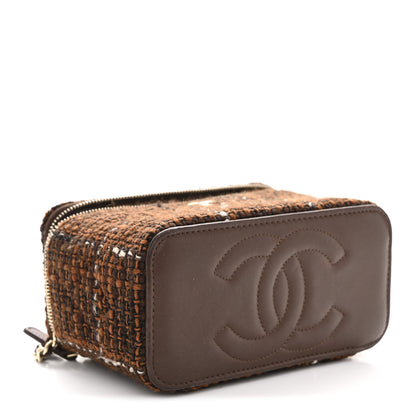 Chanel Tweed Small Top Handle Vanity Case With Chain Brown Multicolor 4 of 13