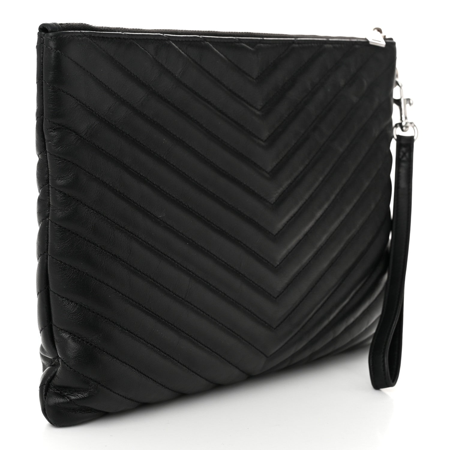 Saint Laurent Calfskin Matelasse Monogram Cassandre Tablet Pouch Black 3 of 10
