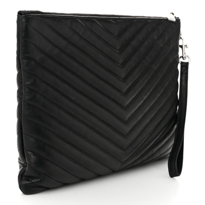 Saint Laurent Calfskin Matelasse Monogram Cassandre Tablet Pouch Black 3 of 10