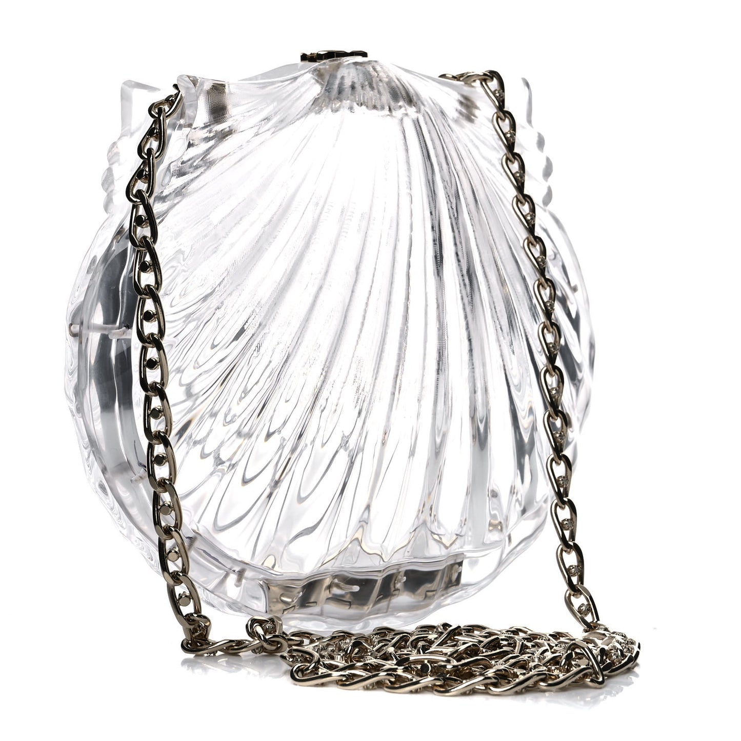 Plexiglass Evening On The Beach Shell Clutch Clear
