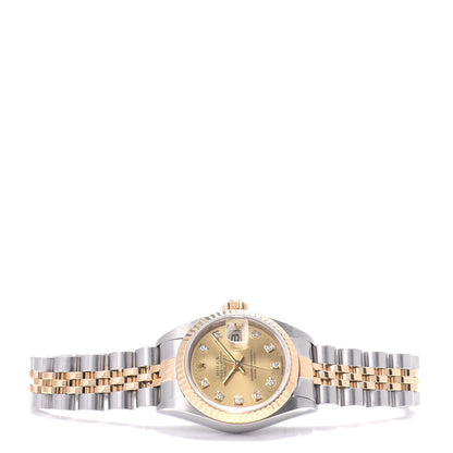 Rolex Stainless Steel 18K Yellow Gold Diamond 26mm Oyster Perpetual Datejust Watch Champagne 79173 2 of 4