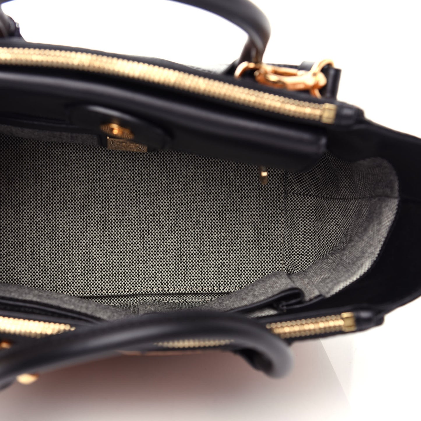 Visetos Small Kathy Double Zip Tote Cognac Black