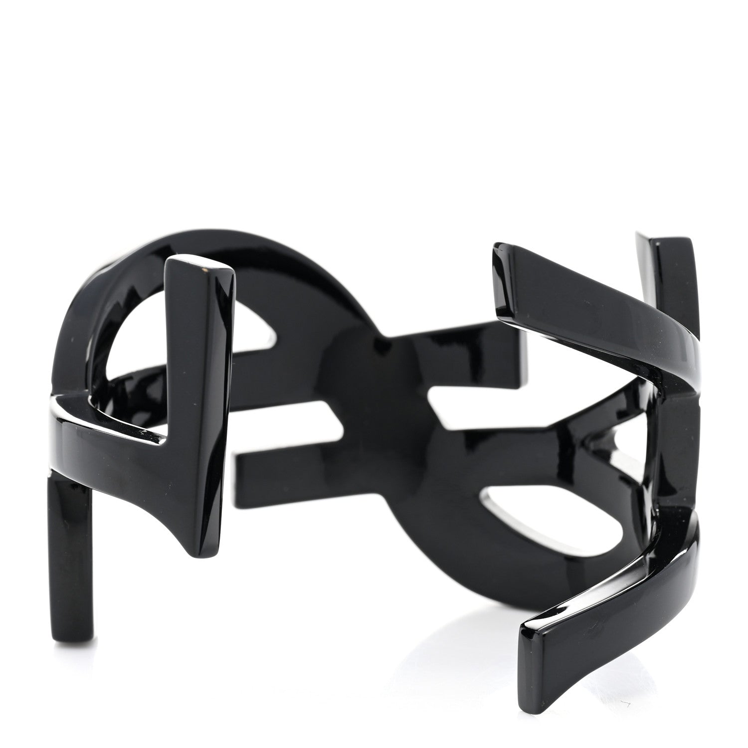 Saint Laurent Brass Monogram Medium Cuff Bracelet Black 3 of 4