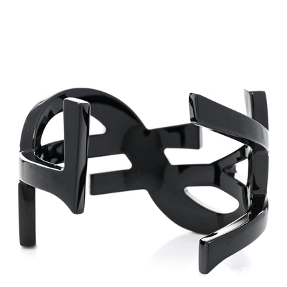 Saint Laurent Brass Monogram Medium Cuff Bracelet Black 3 of 4