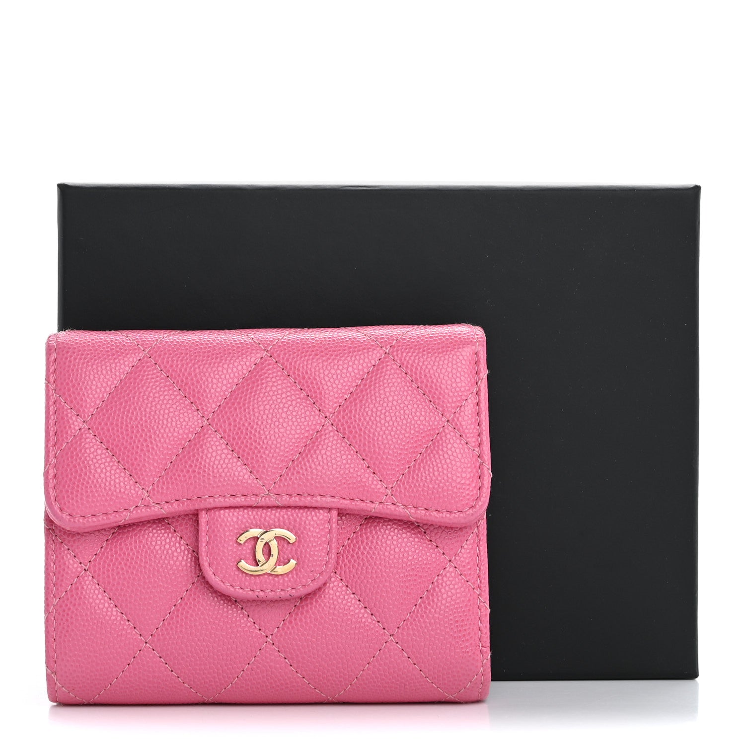 Chanel Caviar Quilted Compact Flap Wallet Pink 13 of 13