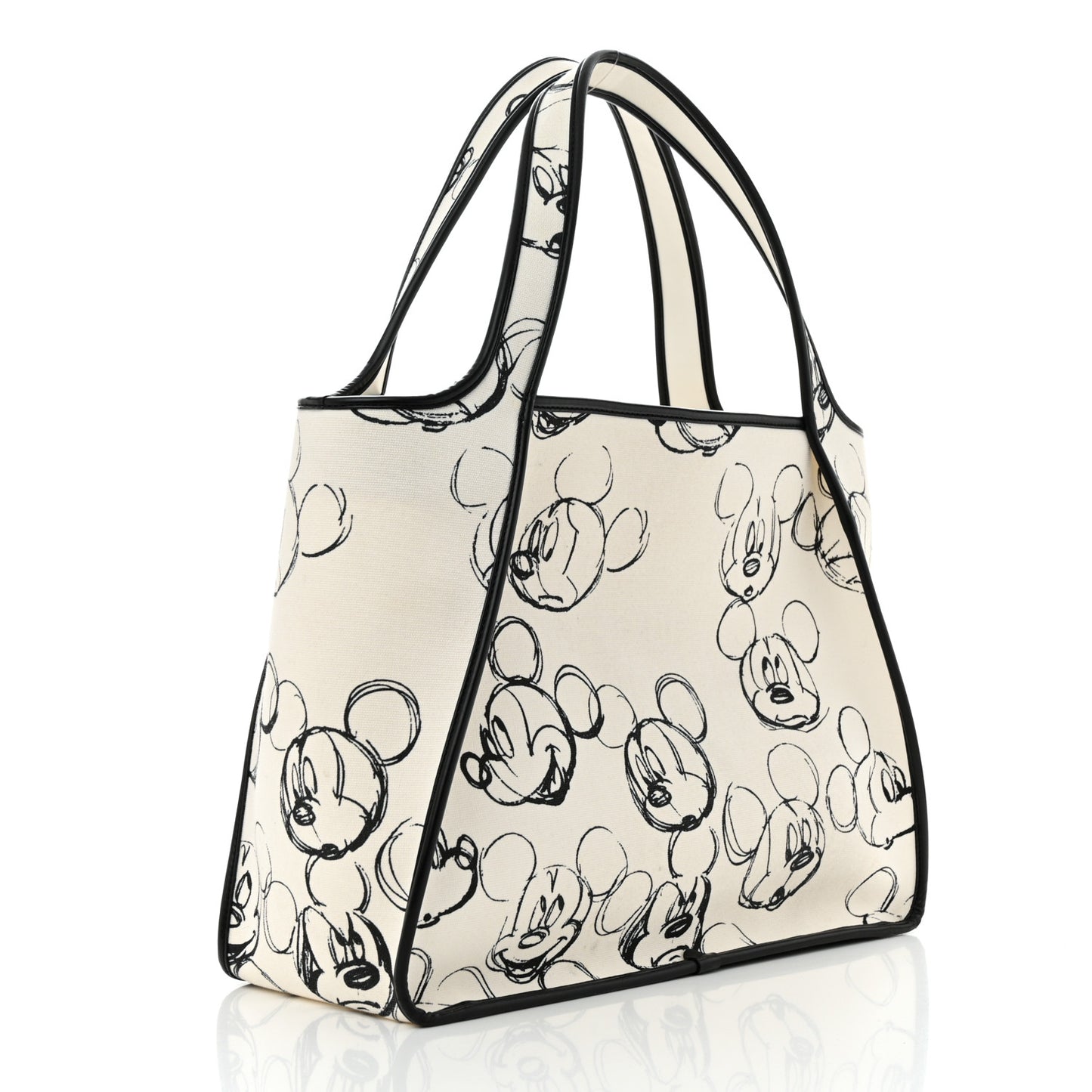 X DISNEY Canvas Mickey Mouse East West Perforated Tote White