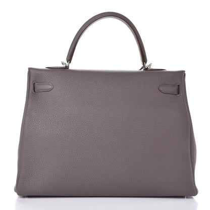 Hermes Togo Horseshoe Kelly Retourne 35 Etain Bleu Tempete 6 of 36
