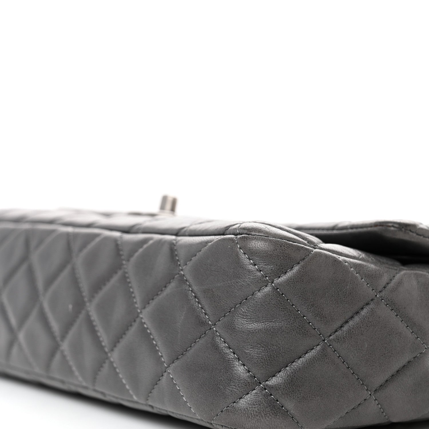 Chanel Lambskin Quilted Medium Double Flap Dark Grey 10 of 16