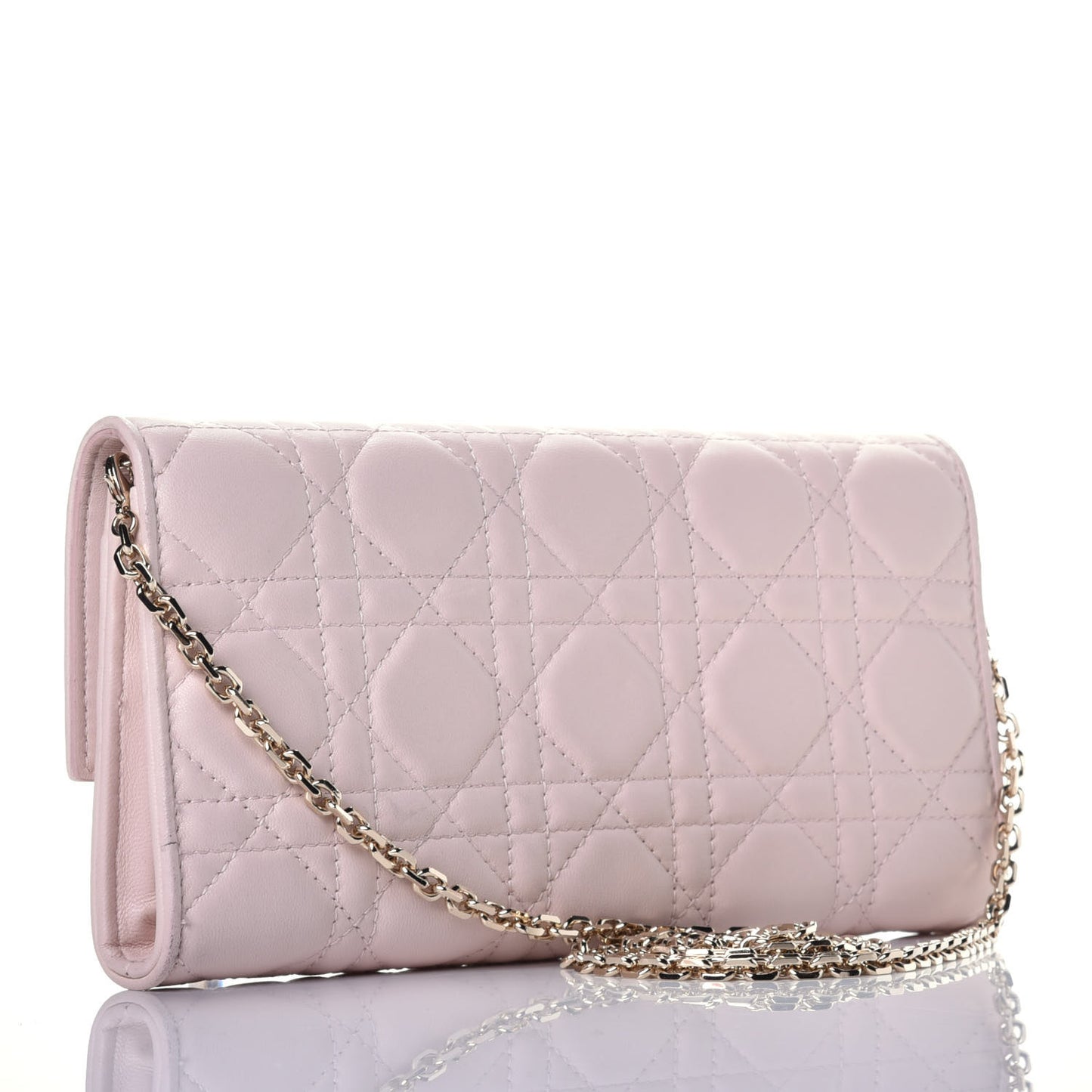 Lambskin Cannage Lady Dior Rendezvous Wallet On Chain Light Pink