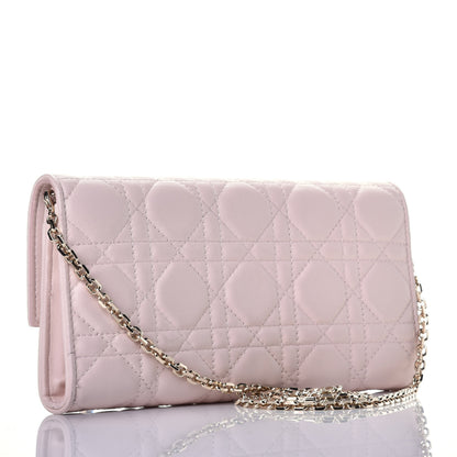 Christian Dior Lambskin Cannage Lady Dior Rendezvous Wallet On Chain Light Pink 3 of 9