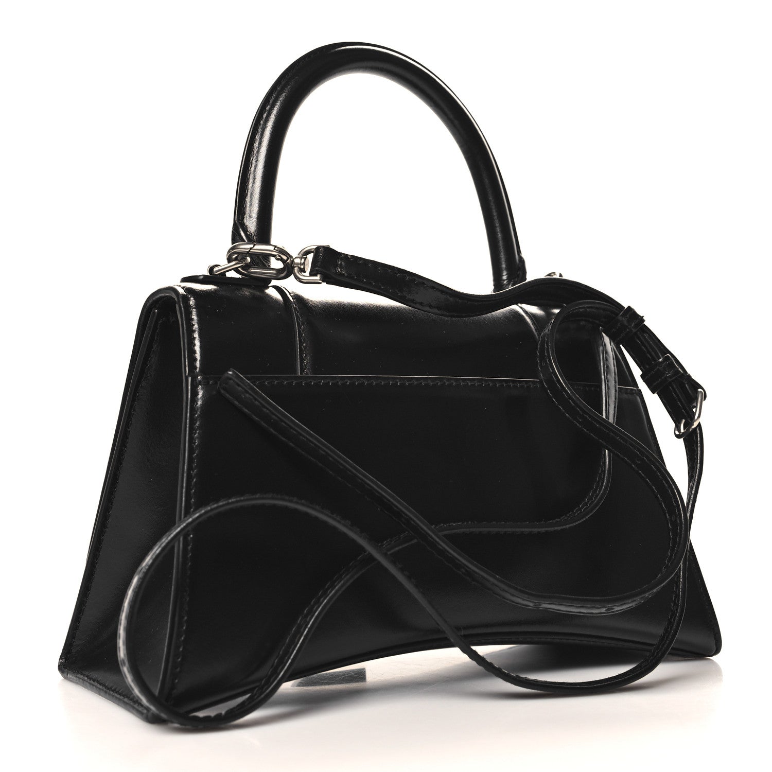 Balenciaga Box Calfskin Graffiti Logo Hourglass Top Handle Bag XS Black Silver 3 of 13