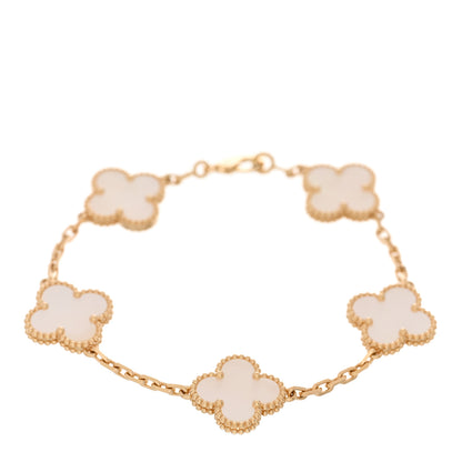 Van Cleef & Arpels 18K Yellow Gold Mother of Pearl 5 Motifs Vintage Alhambra Bracelet 1 of 3