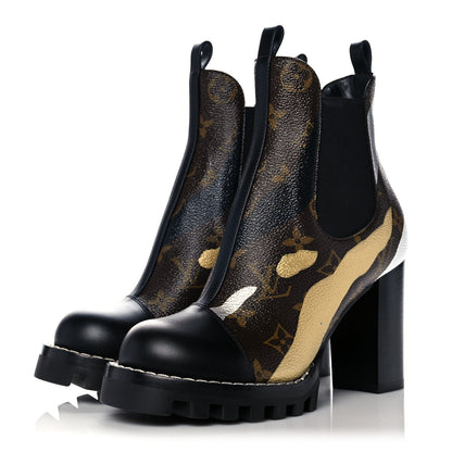 Louis Vuitton X LOL Patent Calfskin Monogram Star Trail Chelsea Ankle Boots 35.5 Gold Silver 3 of 11