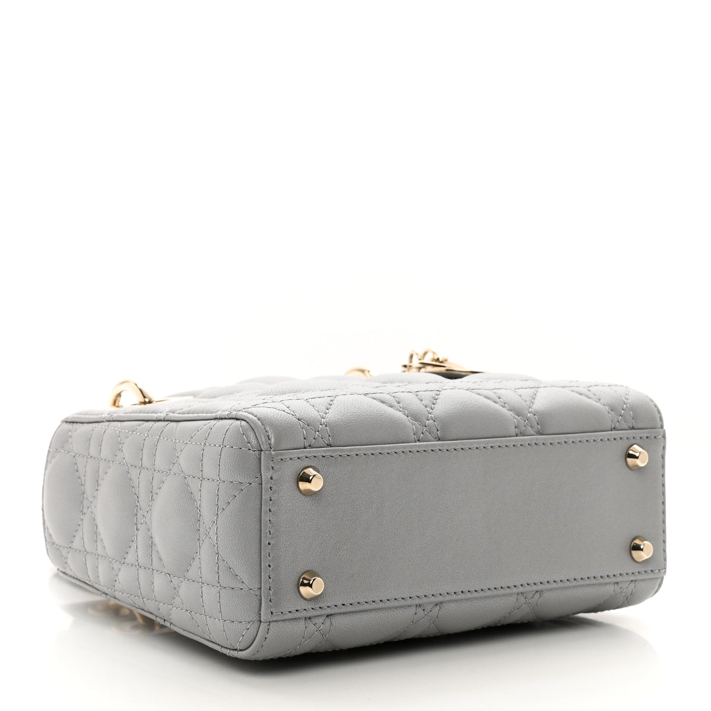 Lambskin Cannage Mini Lady Dior Gray Opaline