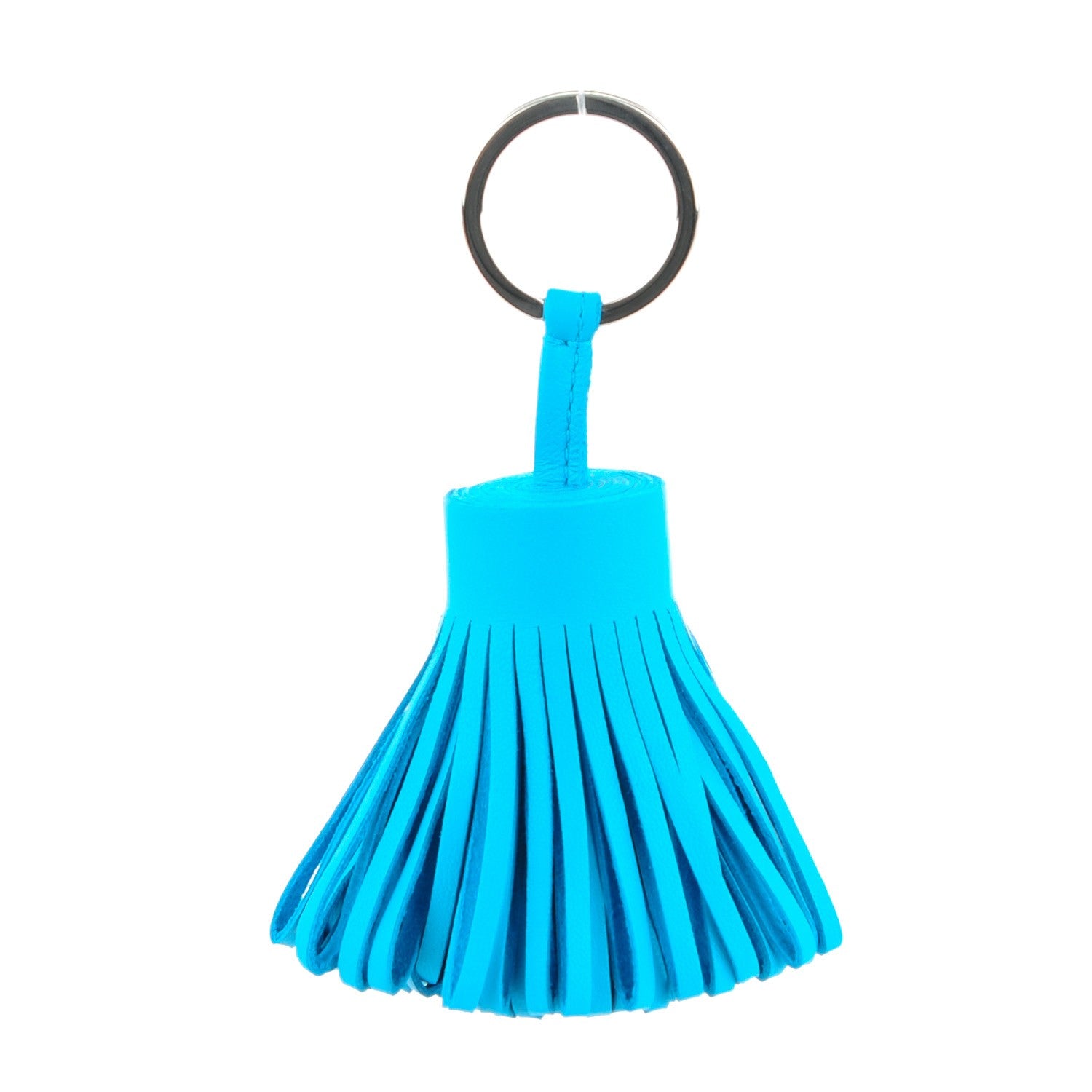 Hermes Lambskin Carmen Tassel Key Holder Bleu Azteque 1 of 4