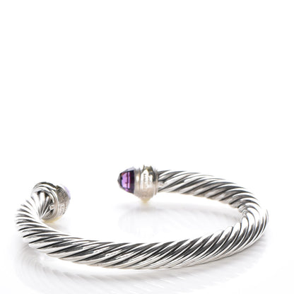 David Yurman Sterling Silver 14K Yellow Gold Amethyst 7mm Cable Classics Bracelet 3 of 5