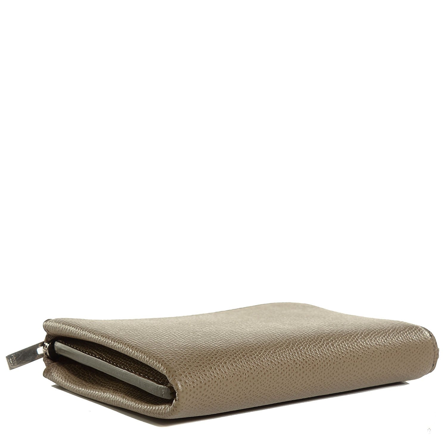 Celine Drummed Calfskin Medium Half Zip Multifunction Wallet Coin Purse Taupe 4 of 10