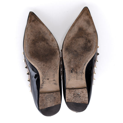 Valentino Garavani Patent Nappa Rockstud Ballerina Flats 38 Black Poudre 7 of 20