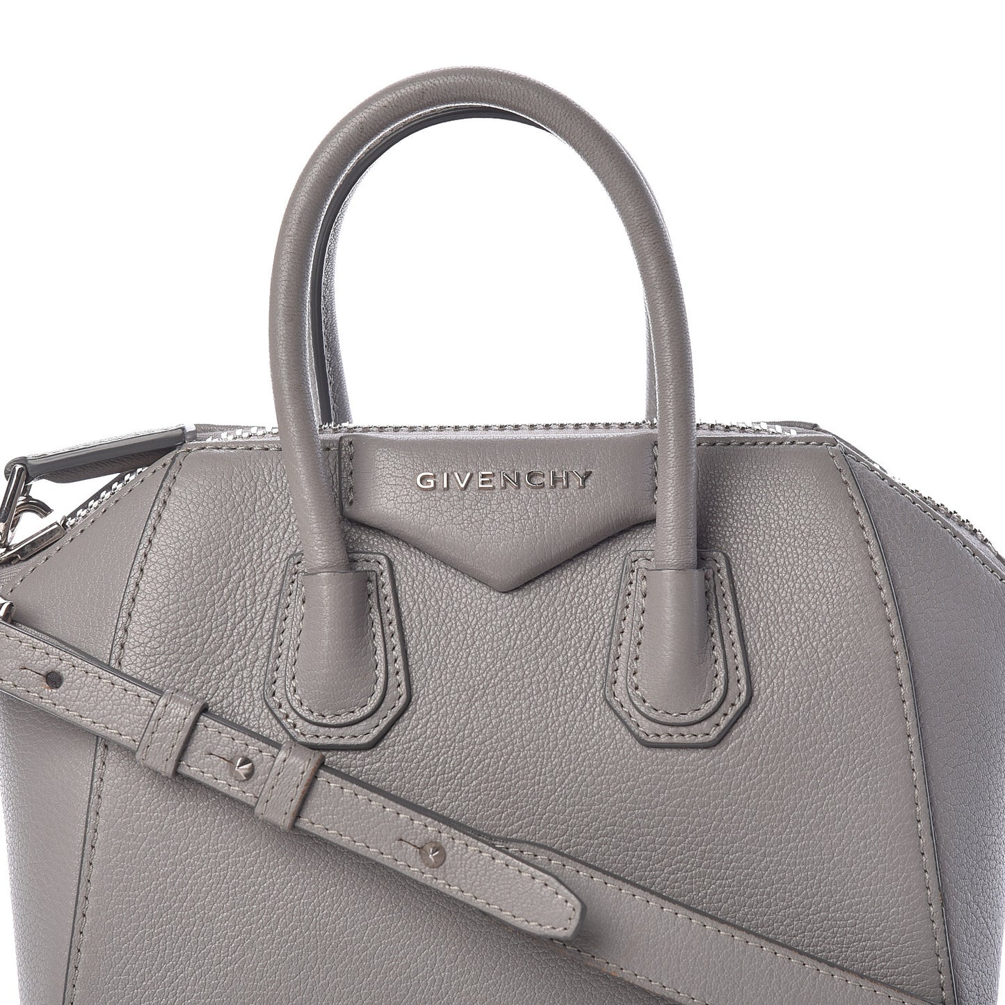Sugar Goatskin Mini Antigona Pearl Grey