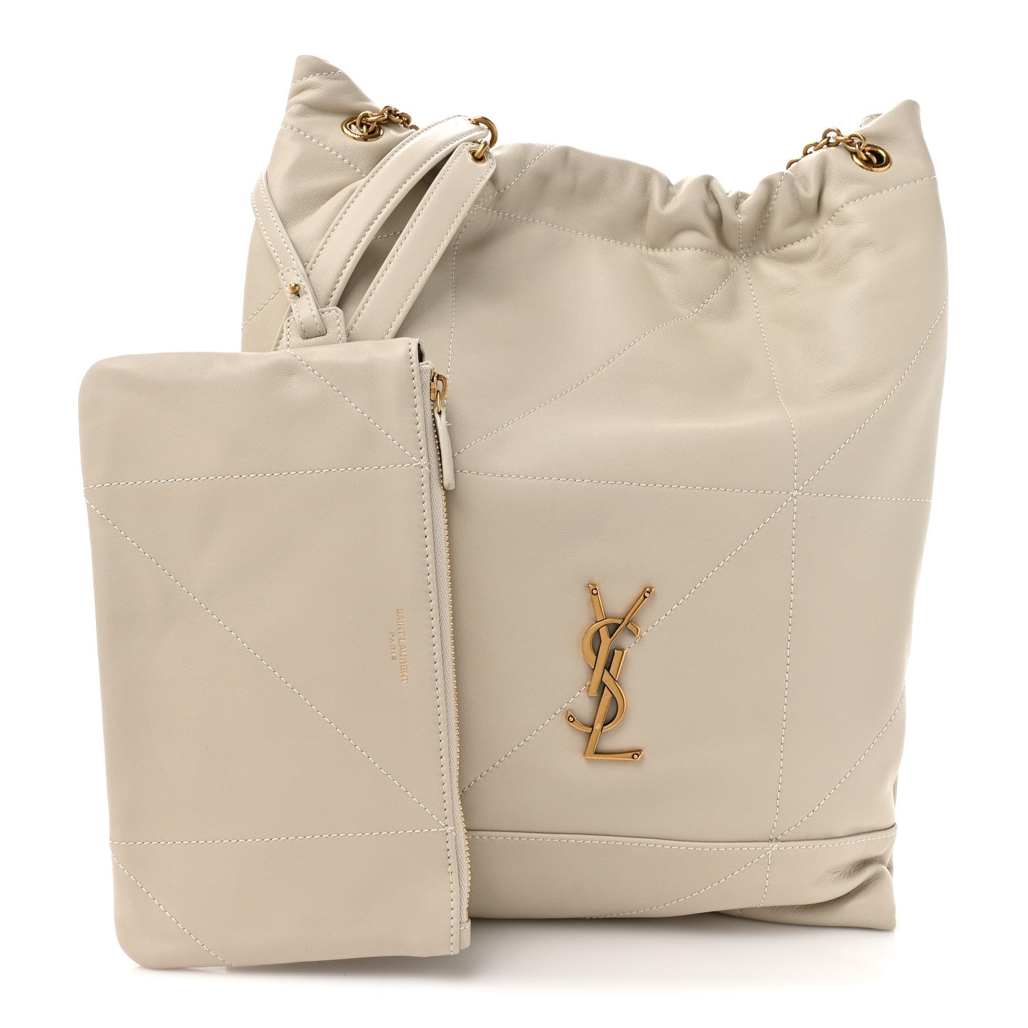 Saint Laurent Lambskin Matelasse Monogram Medium Jamie 4.3 Pochon Crema Soft 3 of 11