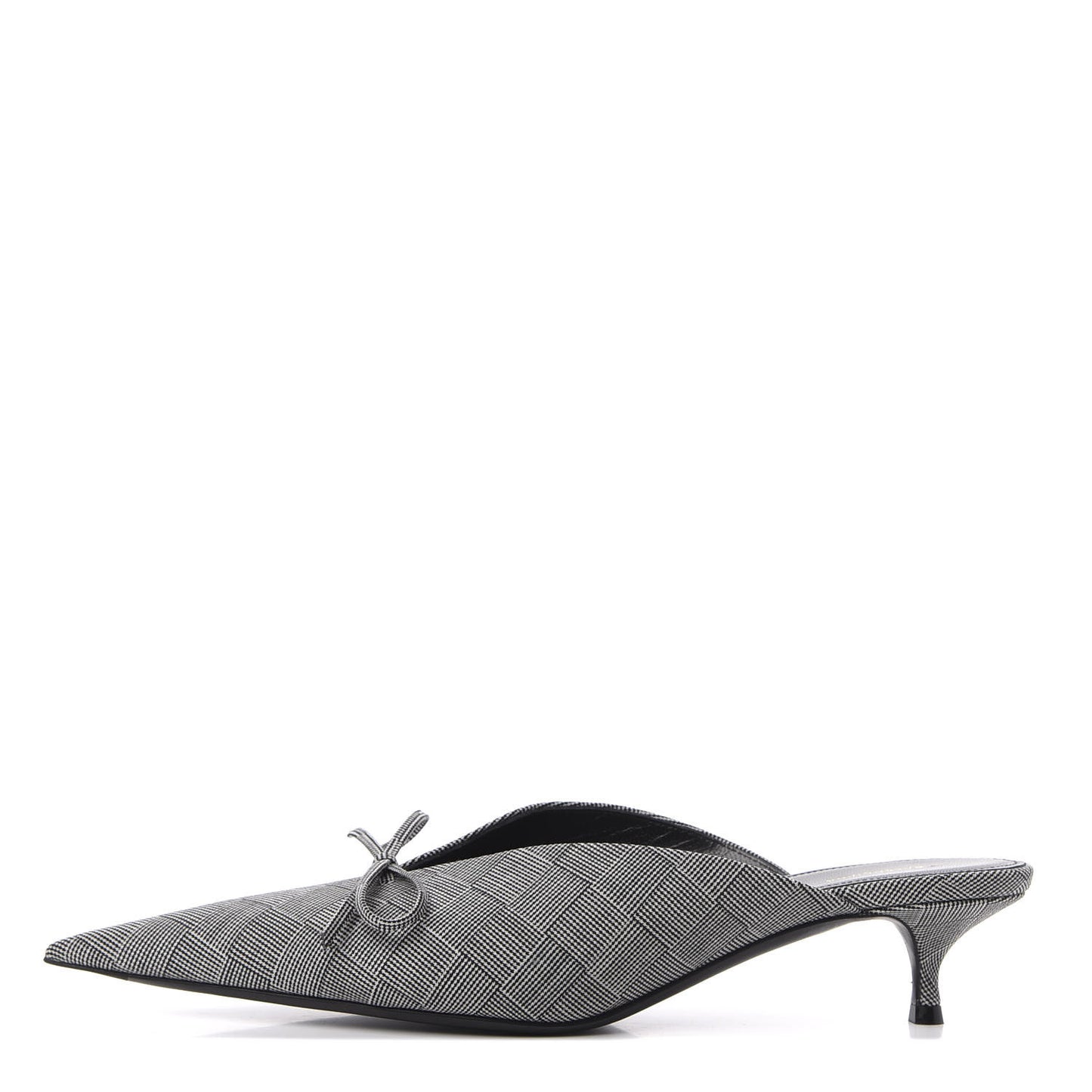 Fabric Check Tailoring Pointed Toe Knife 40mm Mules 39.5 Grey