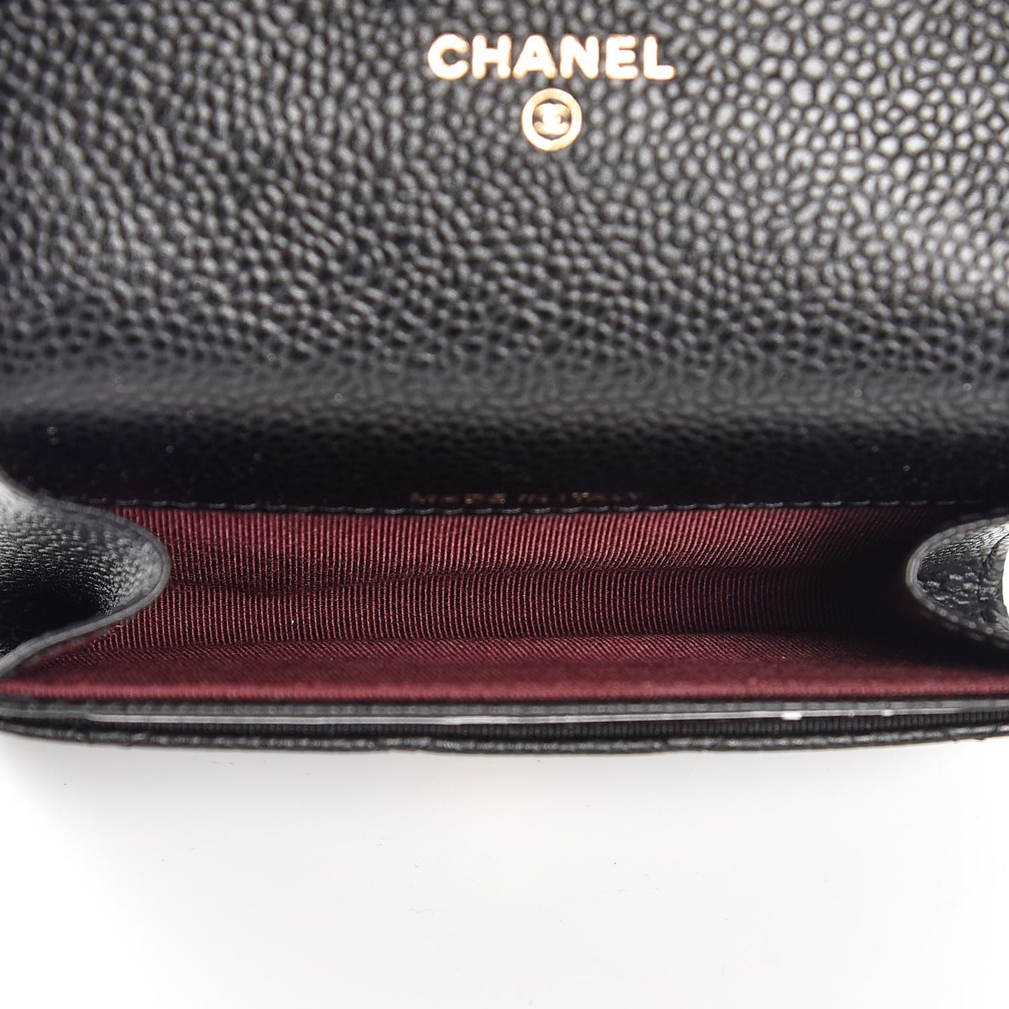 Caviar Quilted Flap Card Holder Black