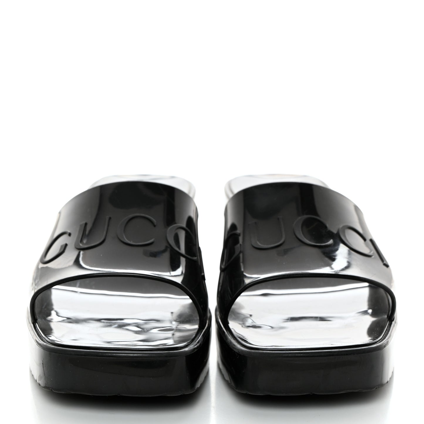 Rubber Gucci Logo Womens Platform 20/60mm Slide Sandals 37 Black