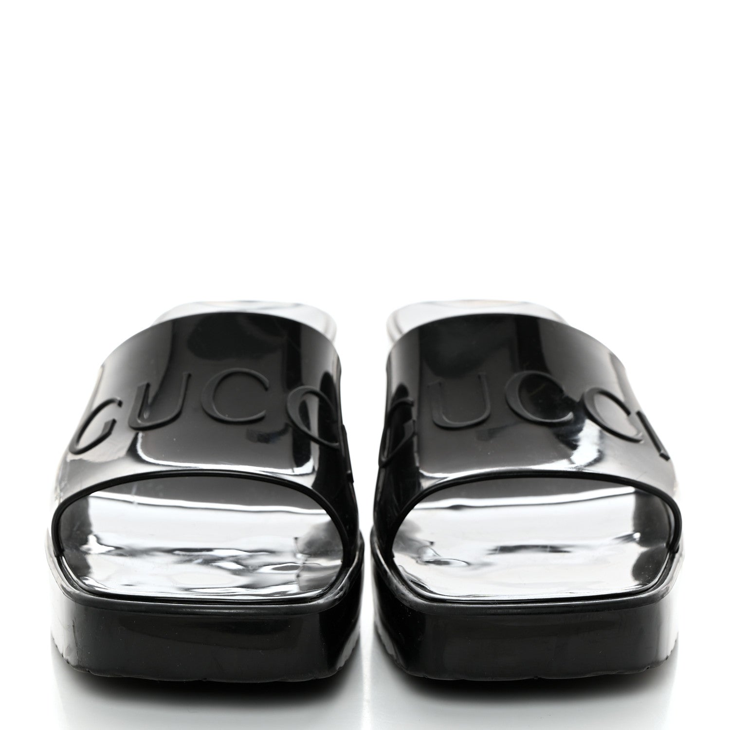 Gucci Rubber Gucci Logo Womens Platform 20/60mm Slide Sandals 37 Black 2 of 10