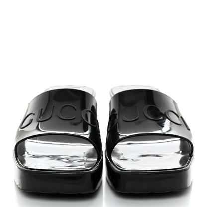 Gucci Rubber Gucci Logo Womens Platform 20/60mm Slide Sandals 37 Black 2 of 10