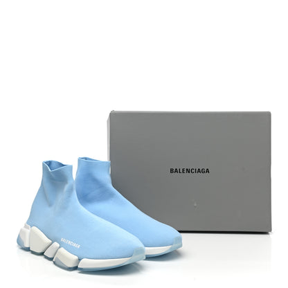 Balenciaga Technical 3D Recycled Knit Bi-Color Mens Speed 2.0 Transparent Sole Sneakers 46 Blue White Transparent Blue 9 of 9