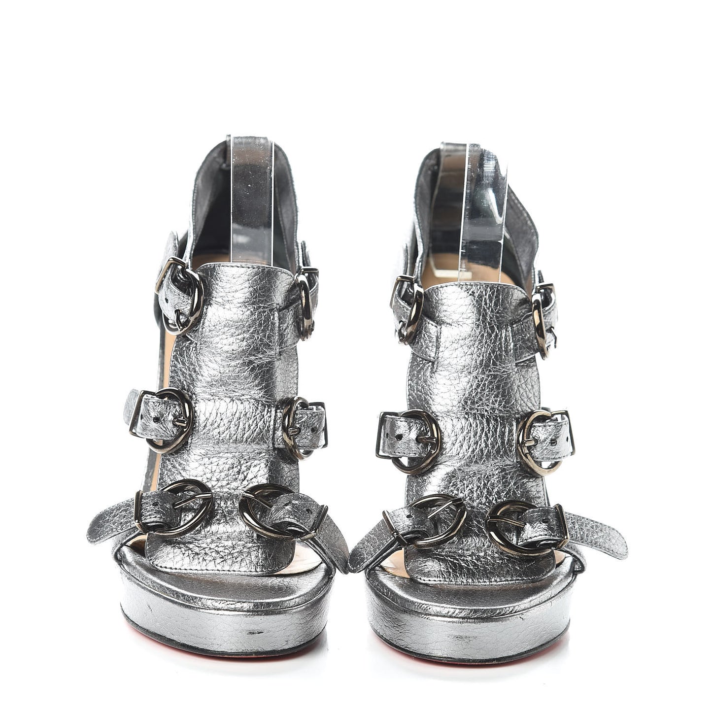 Metallic Calfskin Lima 120 Platform Sandal 39 Grey