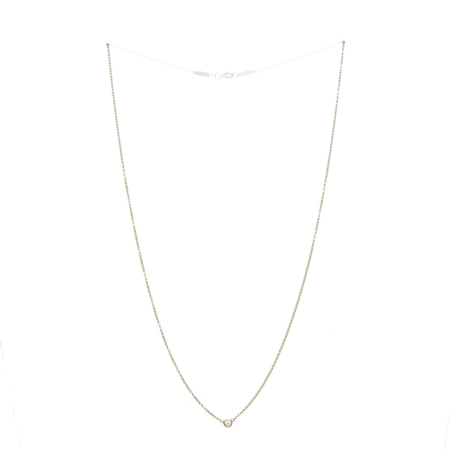 Tiffany 18K Yellow Gold Diamond .10ct Elsa Peretti Diamonds by the Yard Pendant Necklace 4 of 16