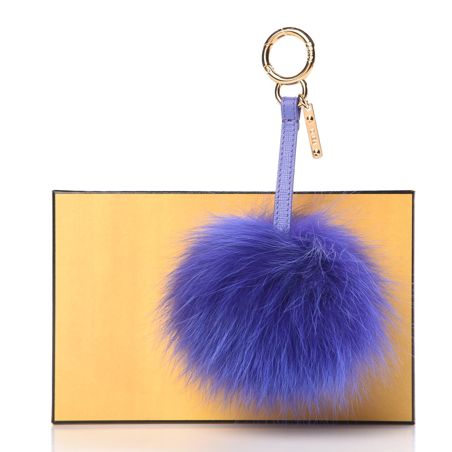 Fox Fur Vitello Elite Pom Pom Bag Charm Viola Cassis
