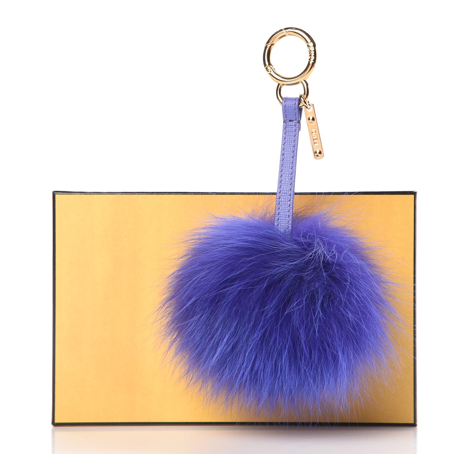 Fendi Fox Fur Vitello Elite Pom Pom Bag Charm Viola Cassis 4 of 4