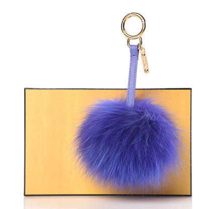 Fendi Fox Fur Vitello Elite Pom Pom Bag Charm Viola Cassis 4 of 4