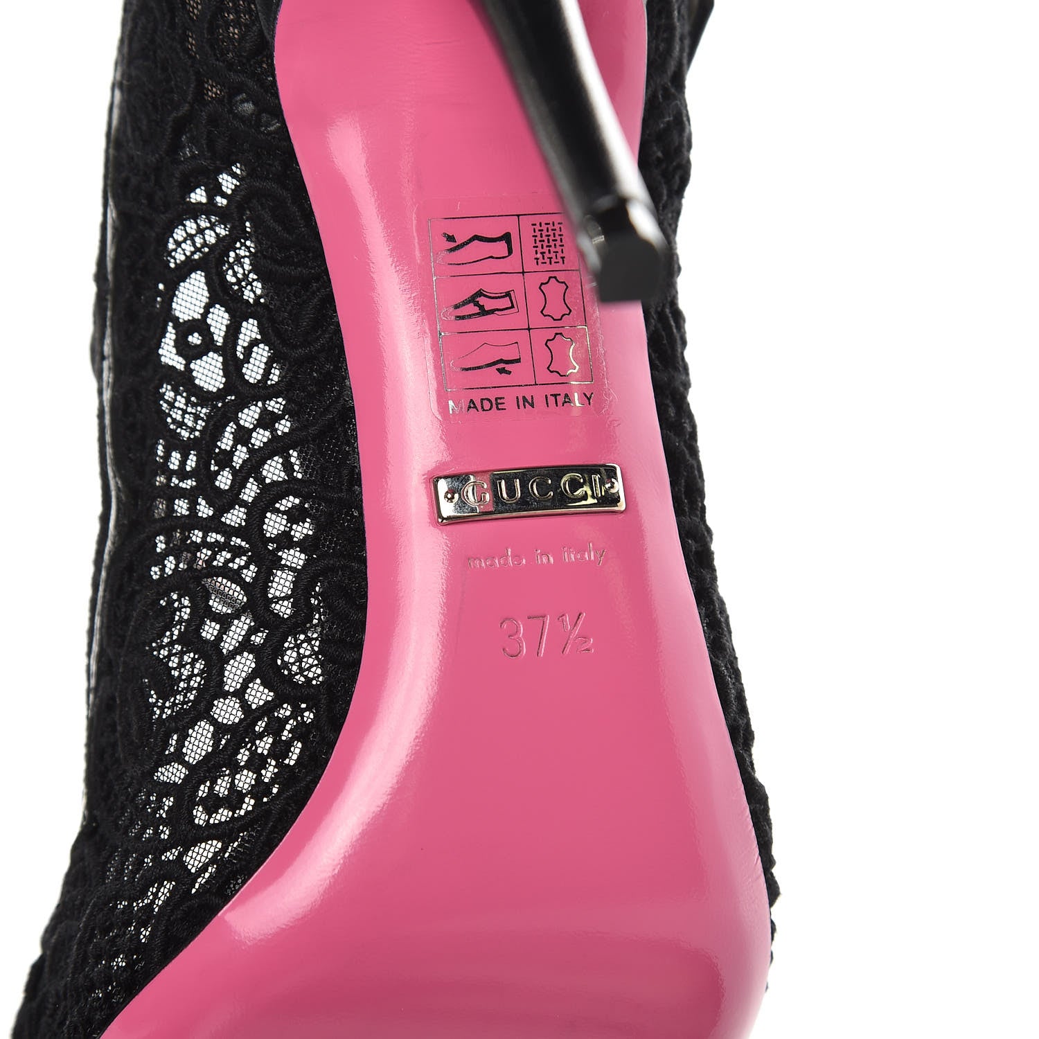 Gucci Lace Pizzo Venice Pumps 37.5 Black 7 of 8