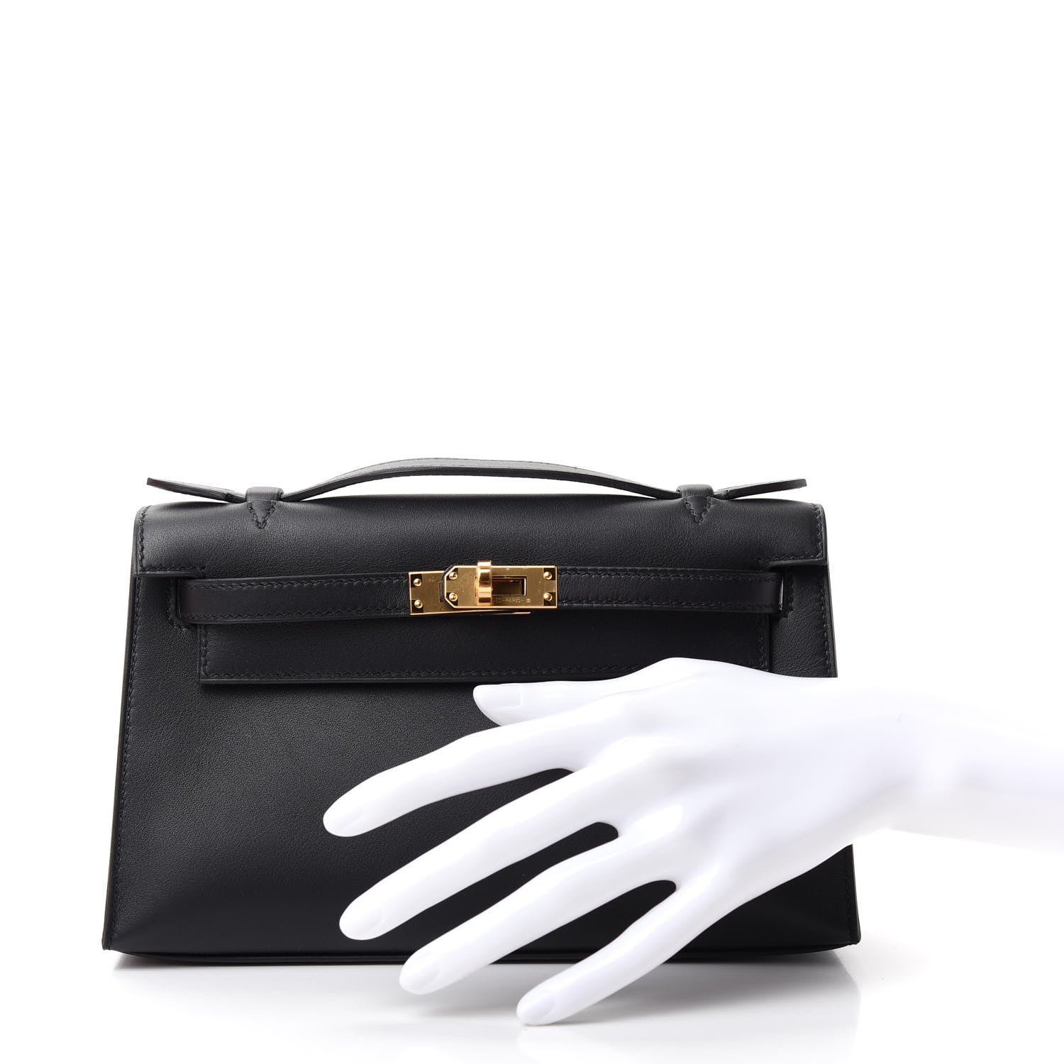 Hermes Swift Kelly Pochette Clutch Black 2 of 7