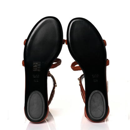 Gucci Calfskin Braided Horsebit Sandals 39.5 Cognac 5 of 8