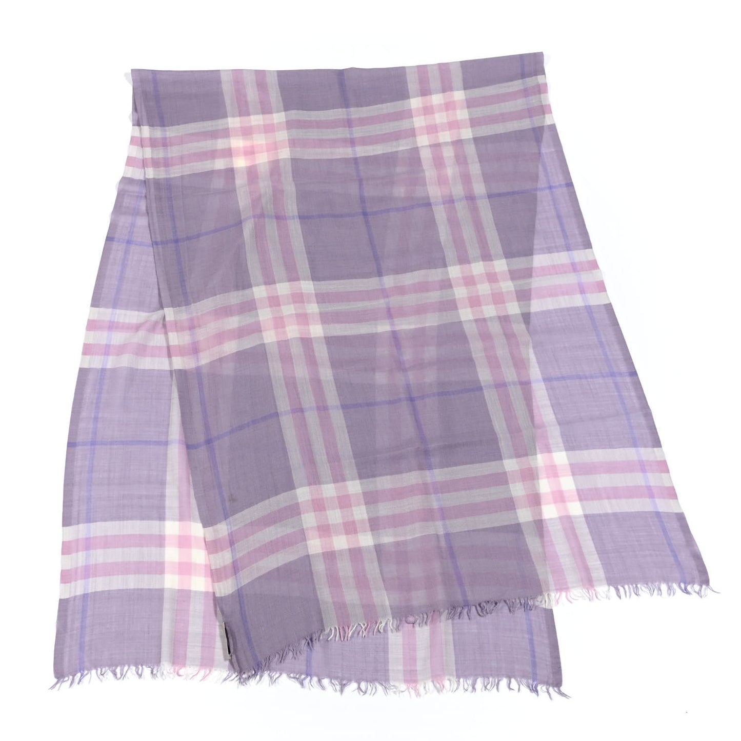 Wool Silk Gauze Giant Check Lightweight Scarf Pale Orchid