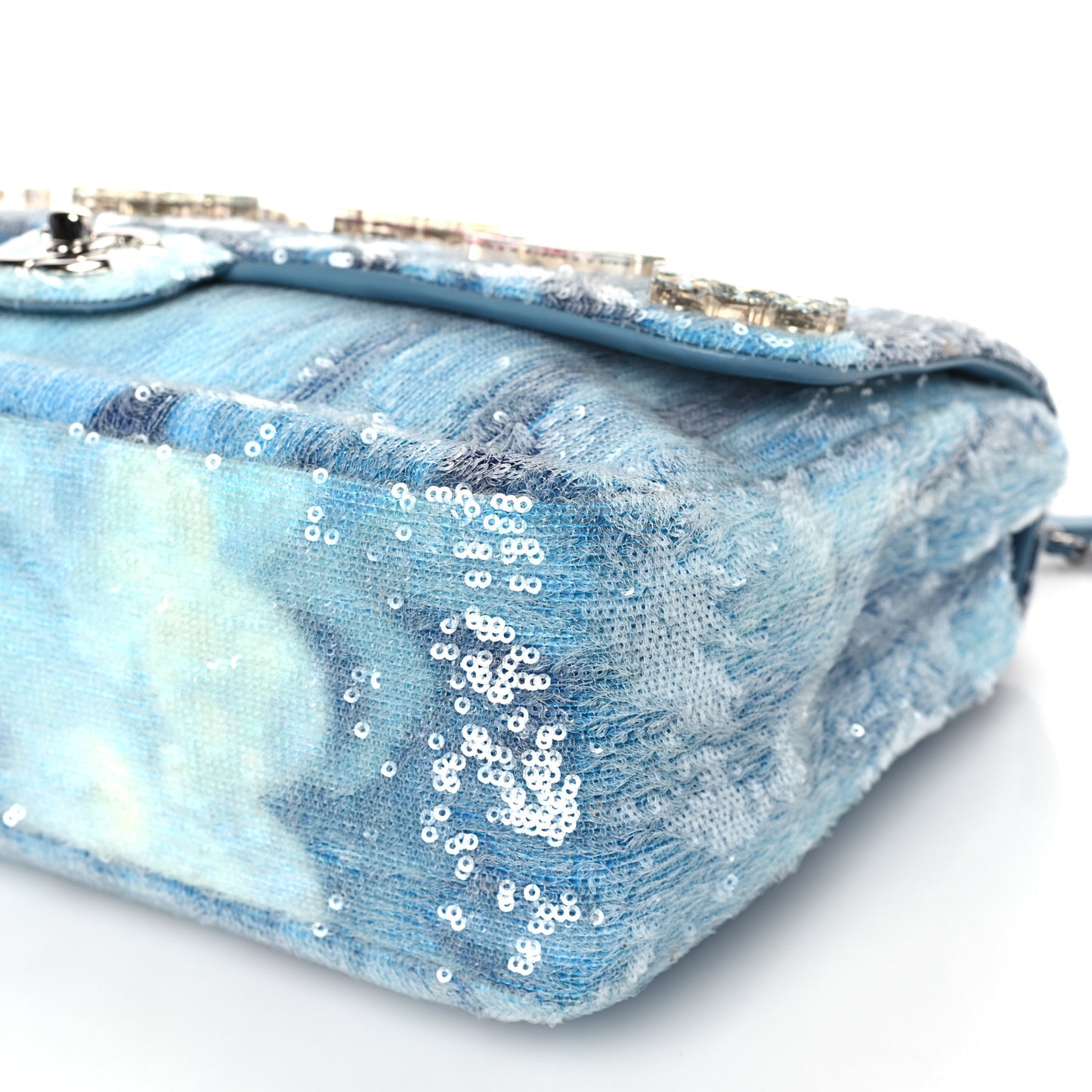 Sequin Resin Crystal Large Waterfall Charms Flap Light Blue