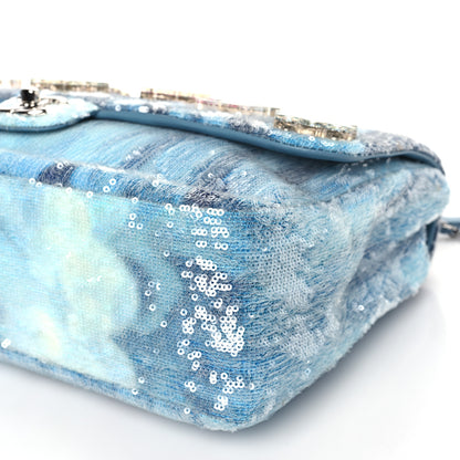 Chanel Sequin Resin Crystal Large Waterfall Charms Flap Light Blue 9 of 9