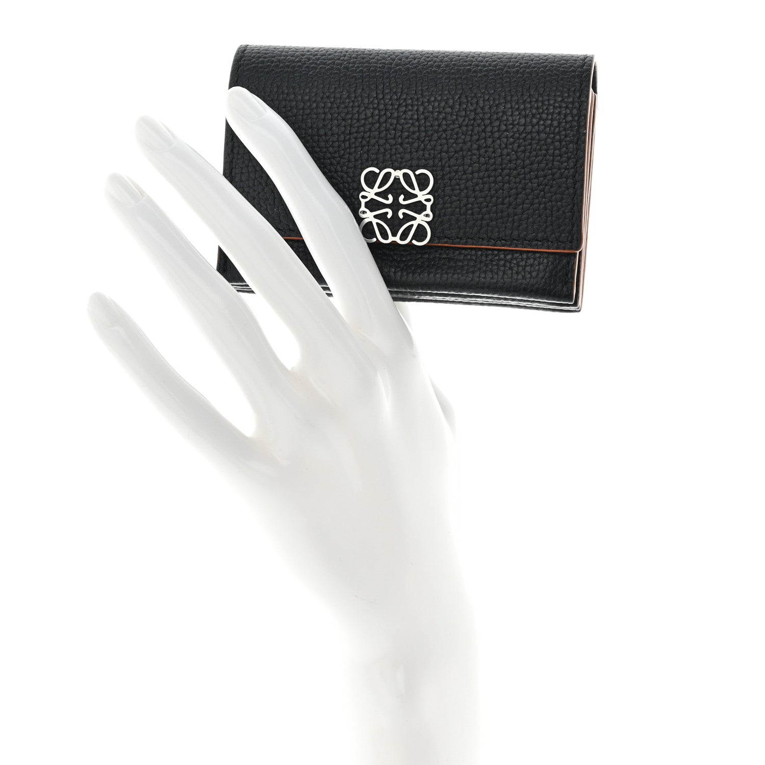 Loewe Grained Calfskin Anagram Gusset Wallet Black 2 of 12