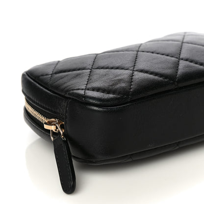 Chanel Lambskin Quilted Small Curvy Pouch Cosmetic Case Black 8 of 13