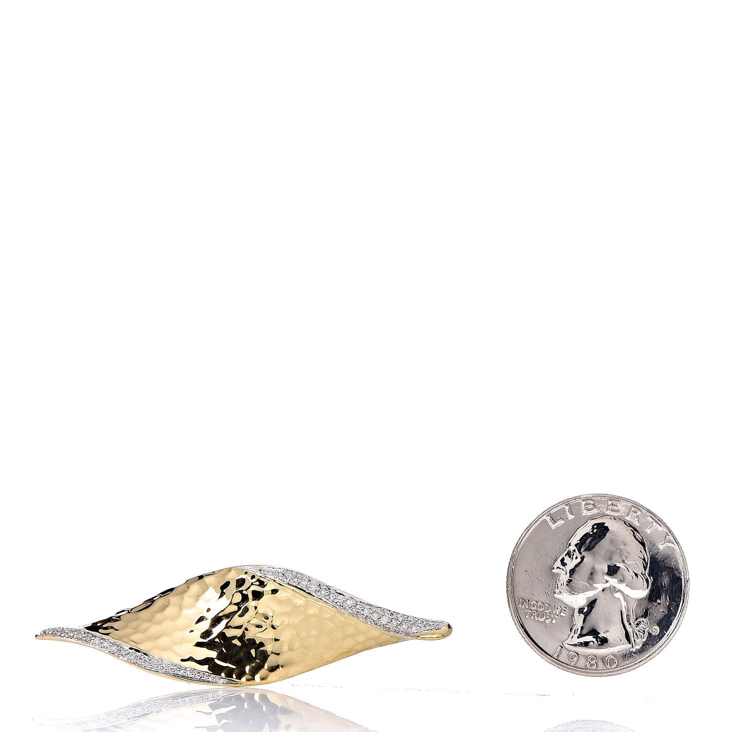 18K Yellow Gold Diamond Wave Pendant