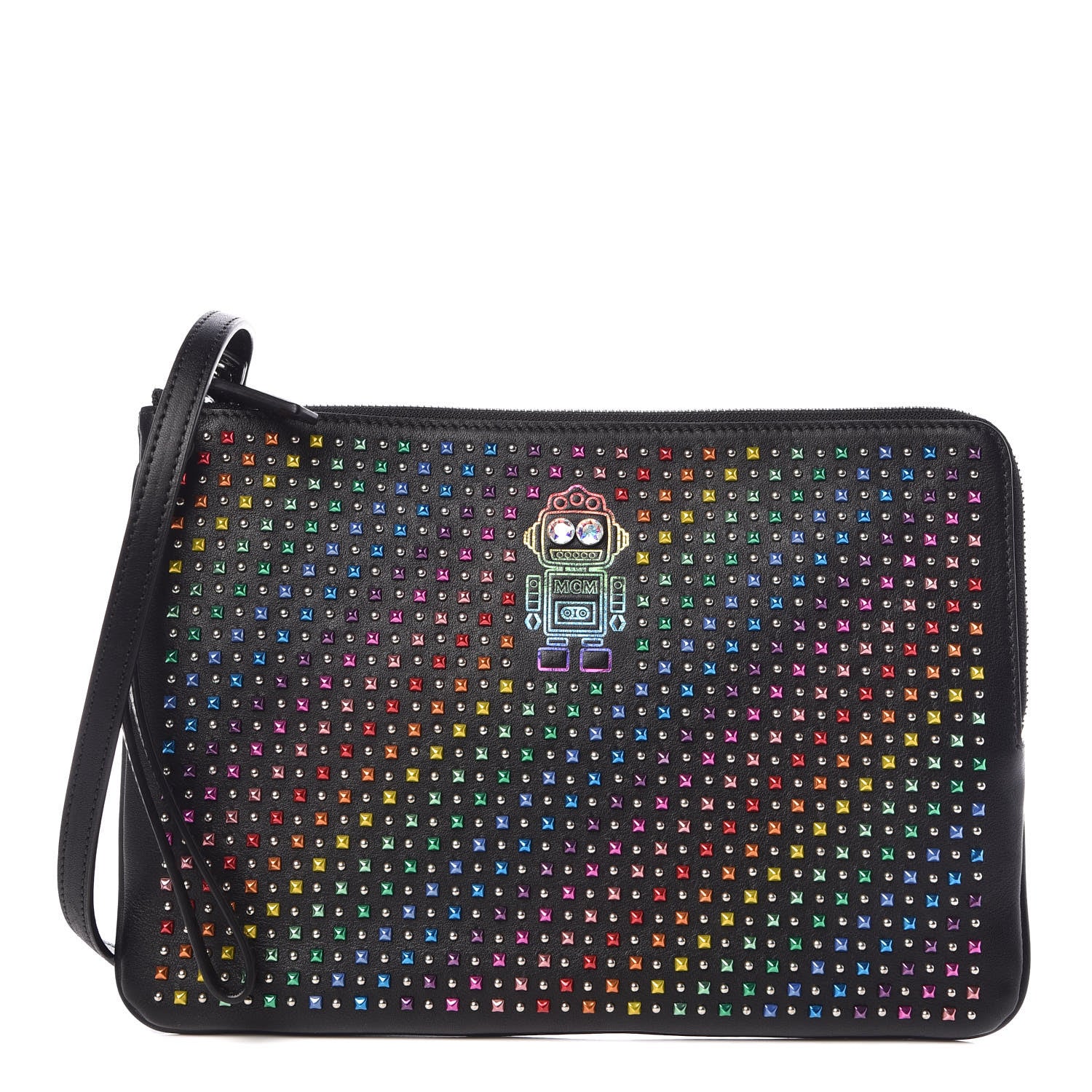 MCM Nappa Studded Medium Skyoptic Roboter Pouch Multicolor 1 of 9