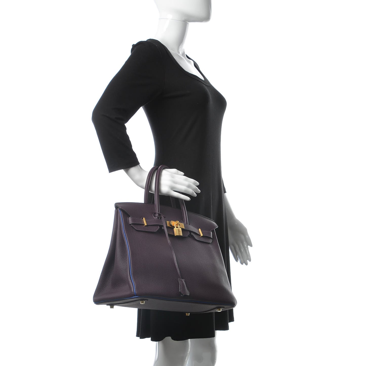 Togo Horseshoe Birkin 35 Raisin Bleu Electrique